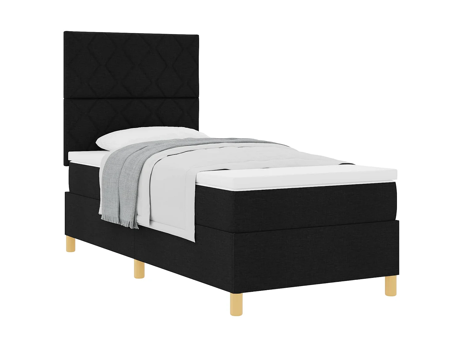Boxspringbett mit Matratze Schwarz 100 x 200 cm Stoff
