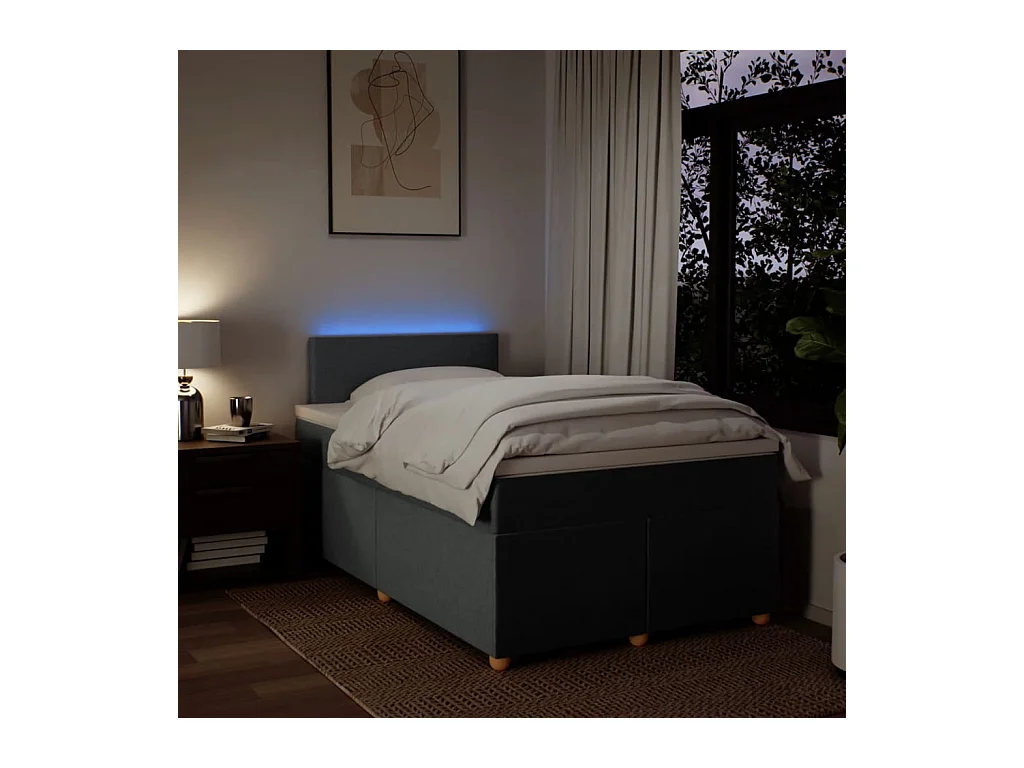 Boxspringbett mit Matratze Dunkelgrau 120x200 cm Stoff