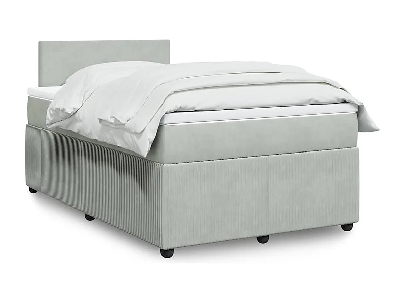 Boxspringbett mit Matratze Hellgrau 120x190 cm Samt