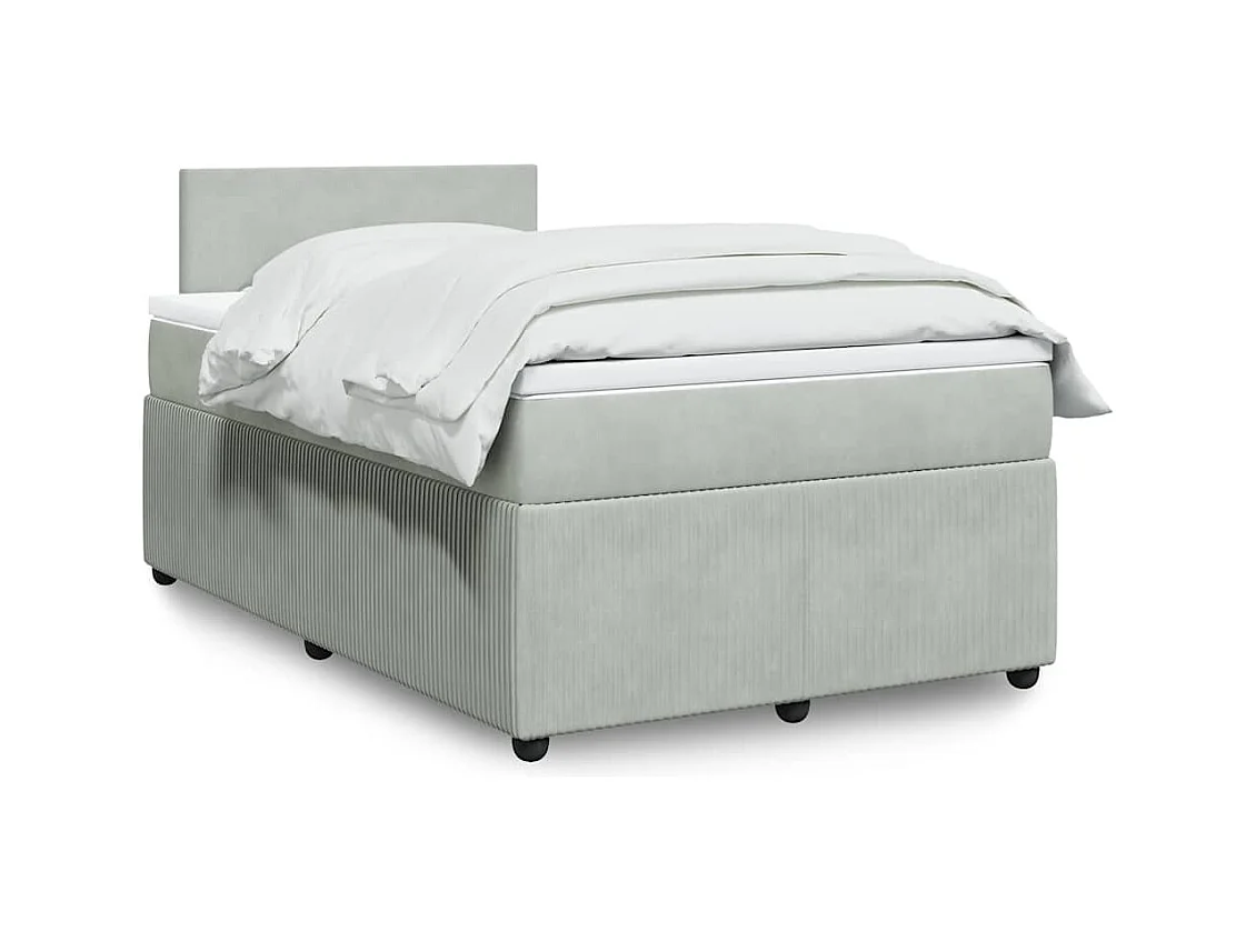 Sommier à lattes de lit et matelas gris clair 120x190cm velours