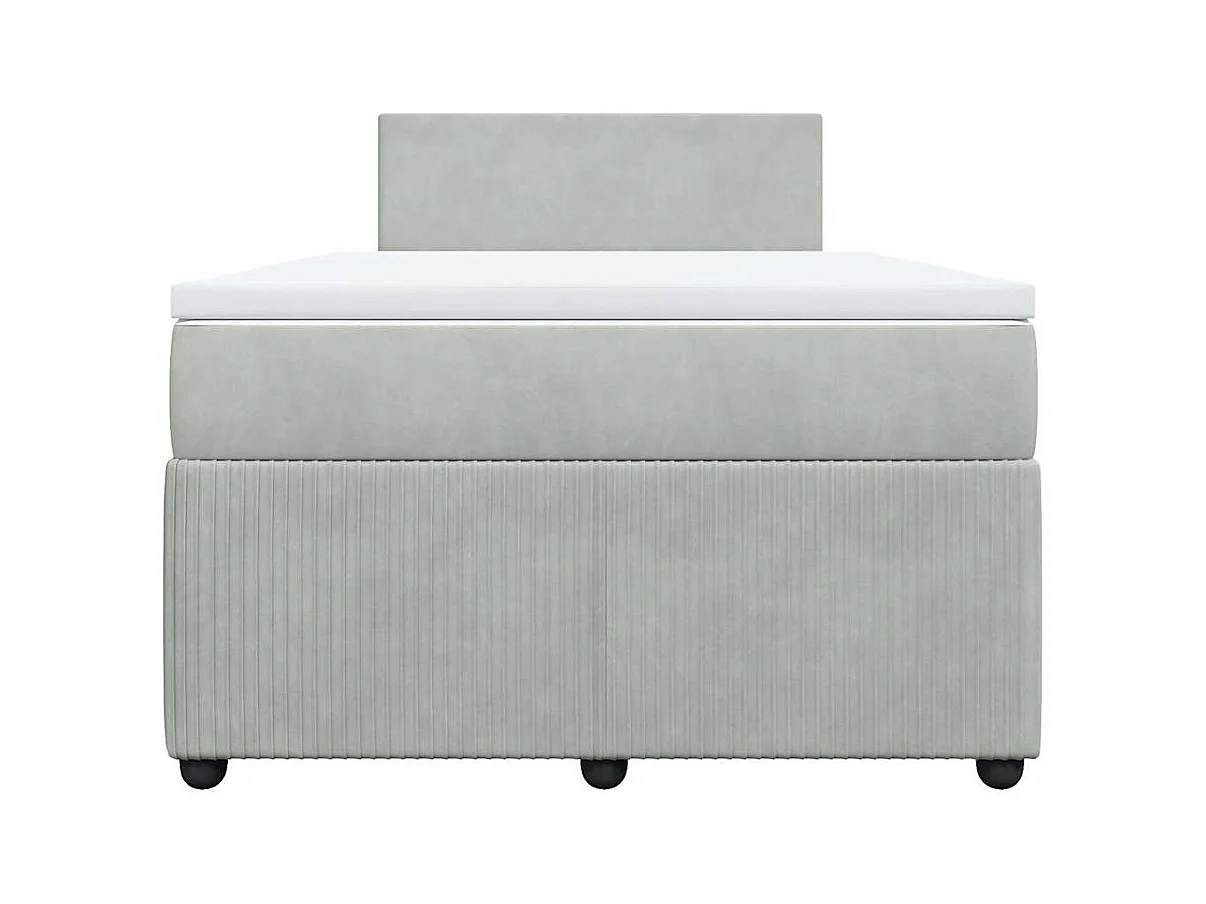 Sommier à lattes de lit et matelas gris clair 120x190cm velours