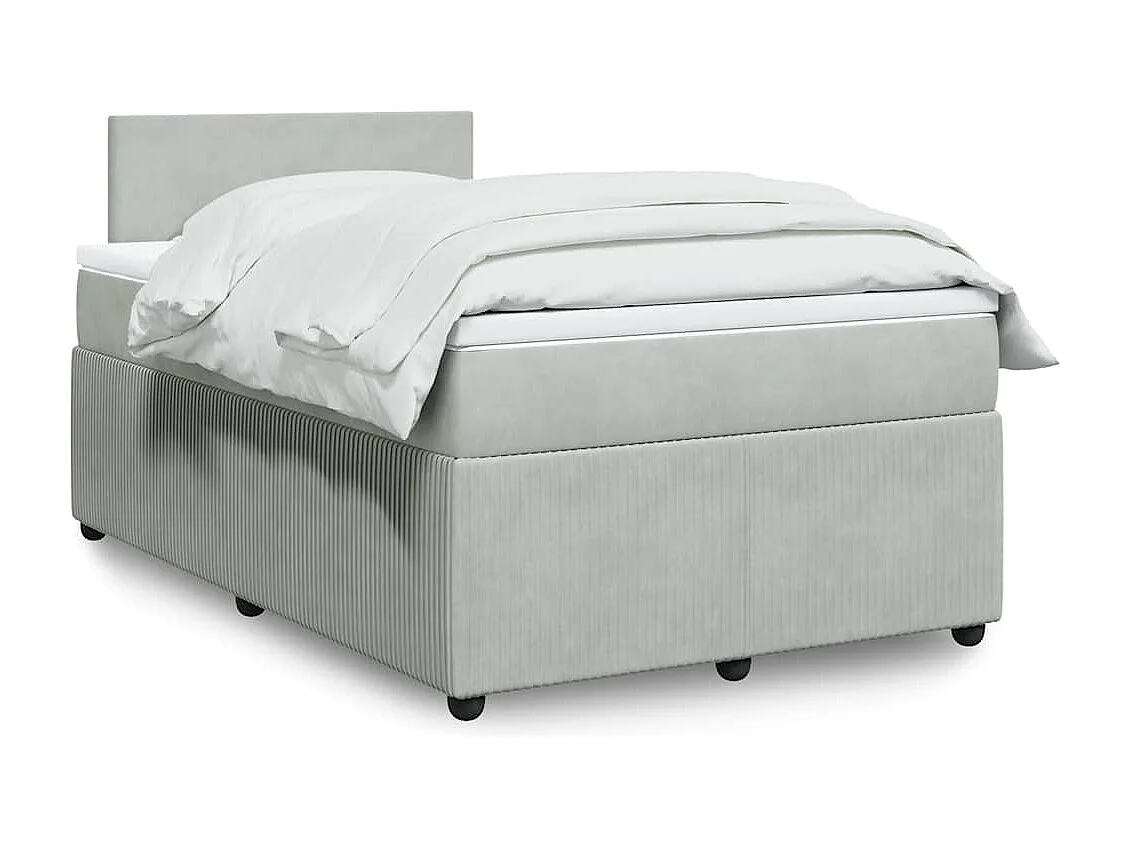 Boxspring met matras fluweel lichtgrijs 120x190 cm