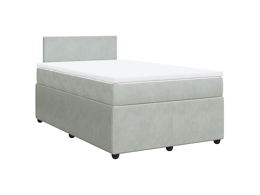 Boxspringbett mit Matratze Hellgrau 120x190 cm Samt