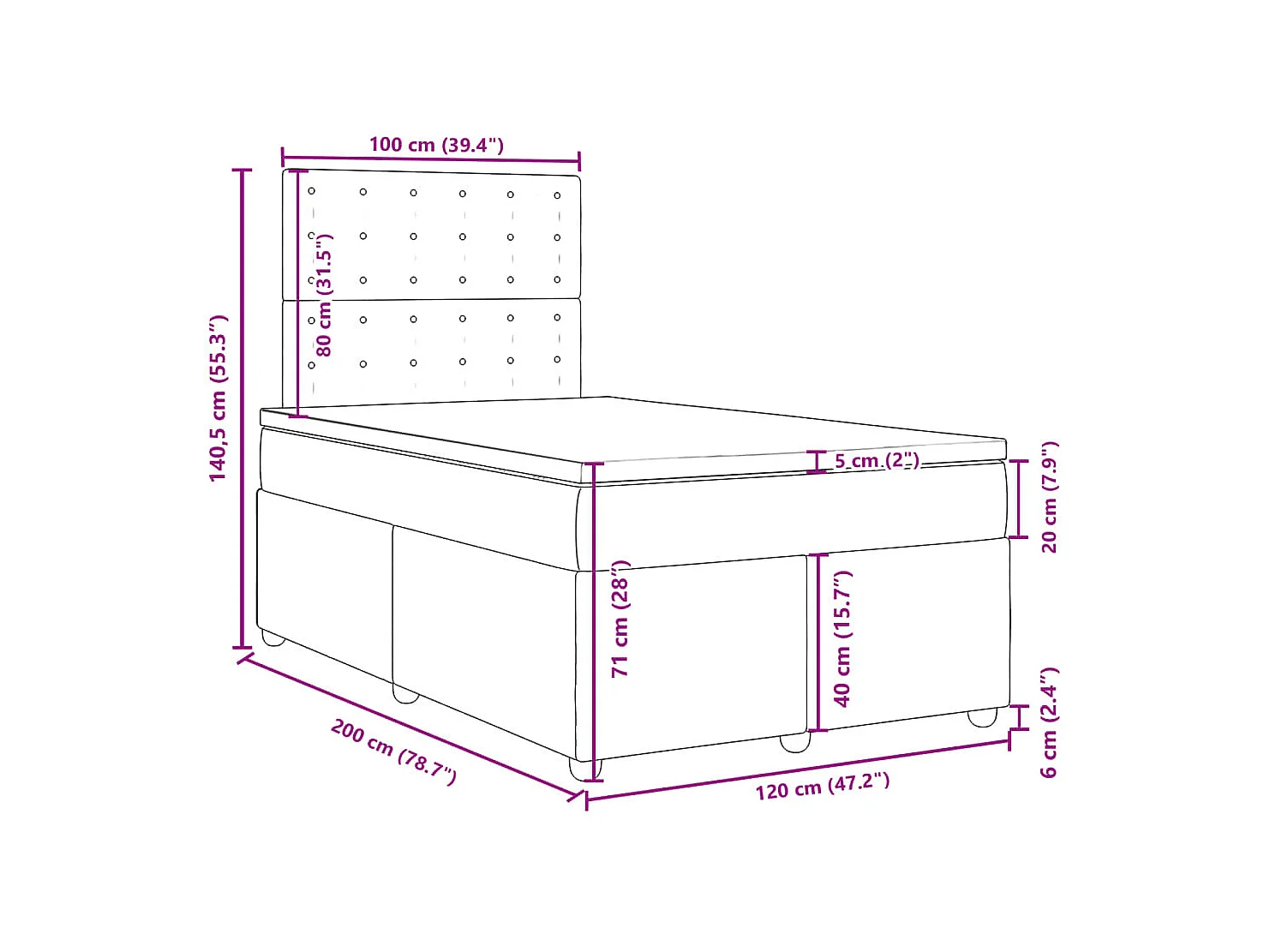 Boxspring met matras stof blauw 120x200 cm