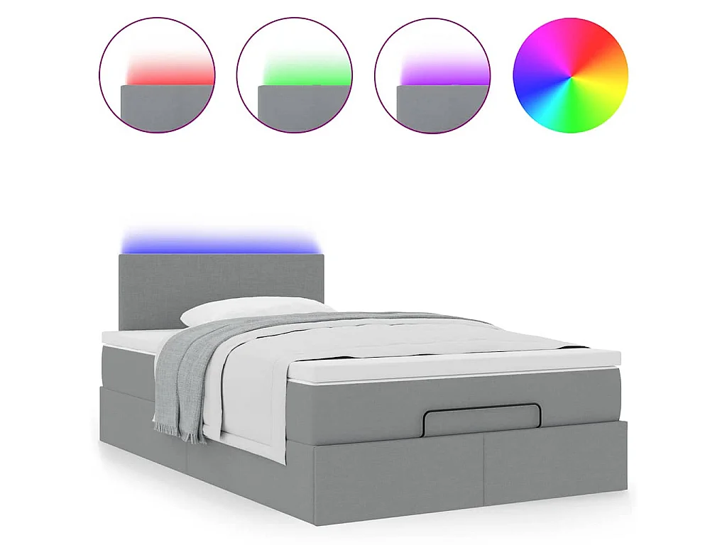 Pouf Letto con Materasso Grigio Chiaro 120x200 cm in Tessuto