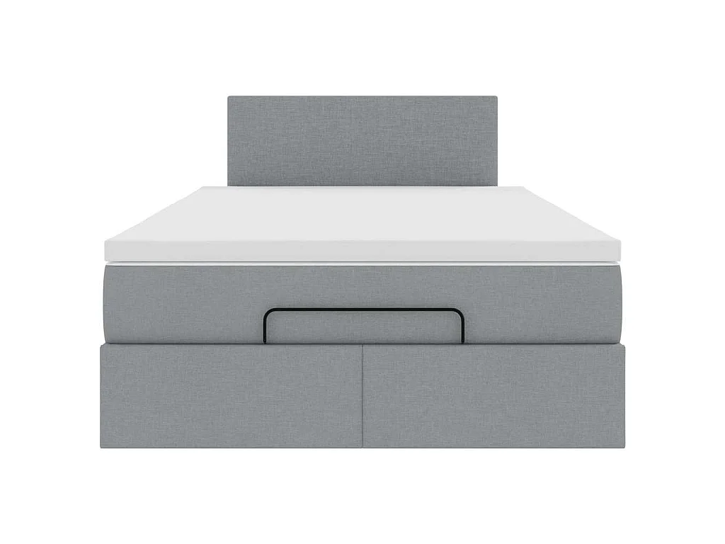 Pouf Letto con Materasso Grigio Chiaro 120x200 cm in Tessuto