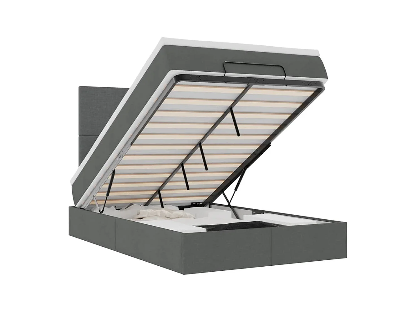 Ottoman-Bett mit Matratze & LEDs Dunkelgrau 120x200 cm Stoff