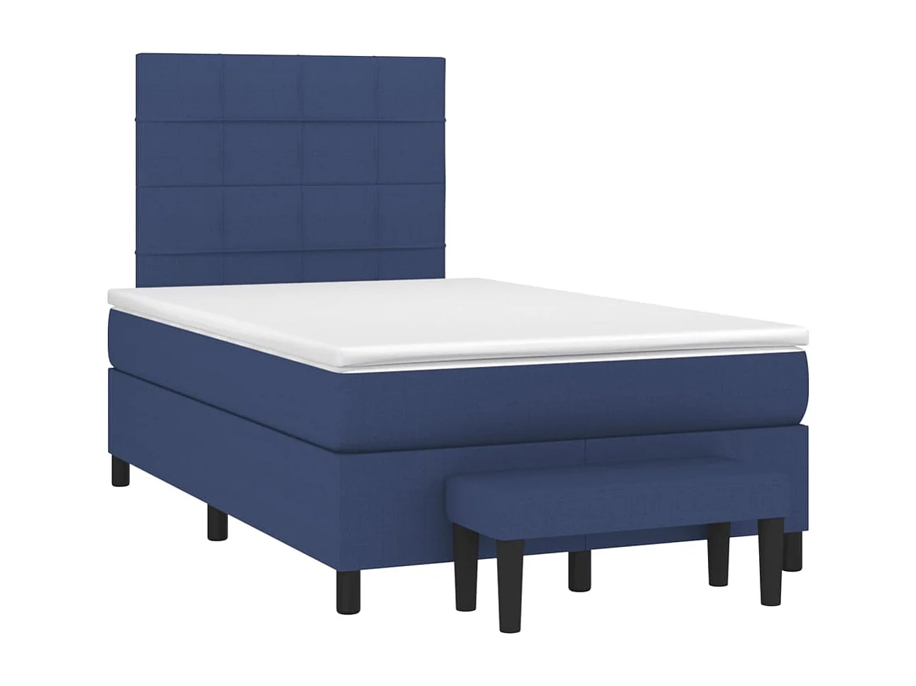 Cama boxspring com colchão 120x190 cm tecido azul