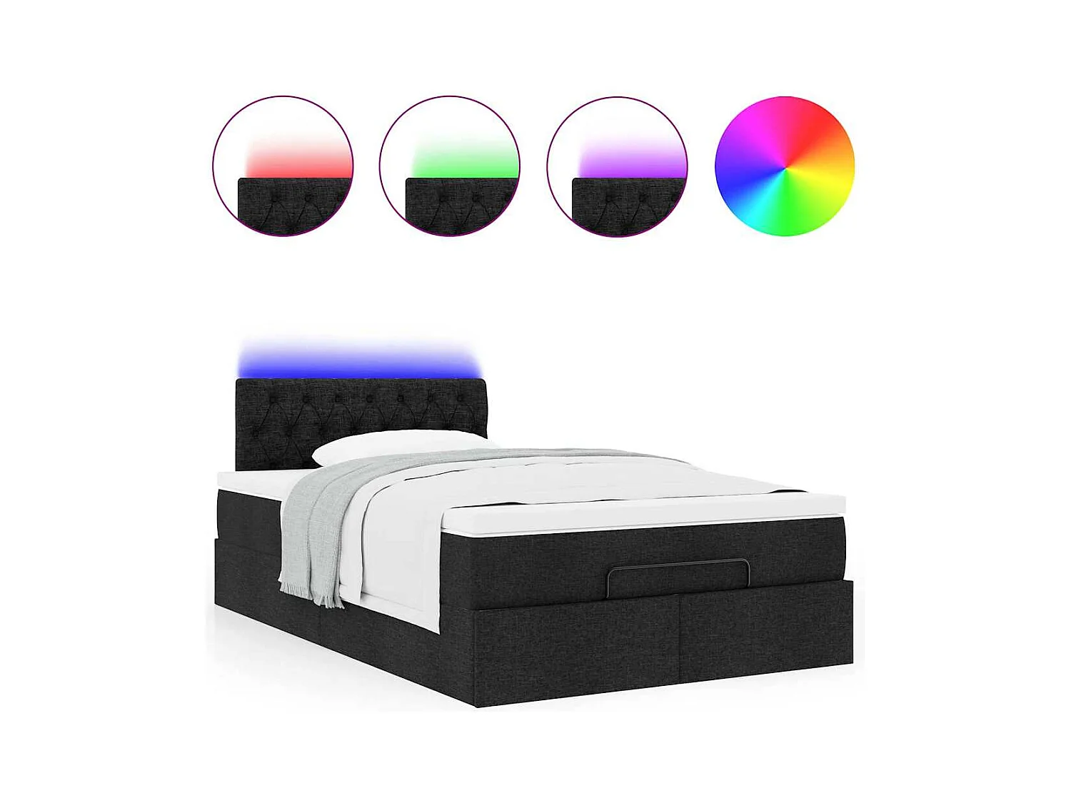 Ottoman bed met matras en LED's 120x200 cm stof zwart
