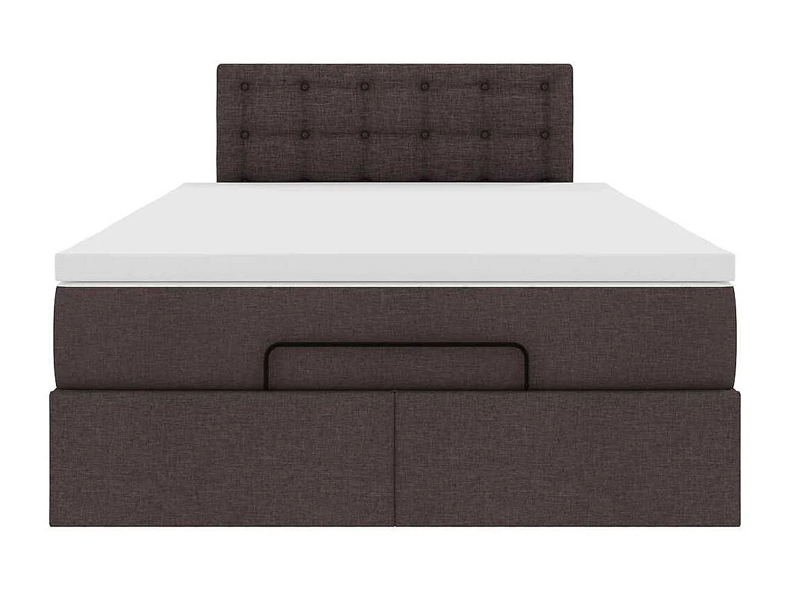 Cadre de lit ottoman avec matelas marron foncé 120x190 cm tissu
