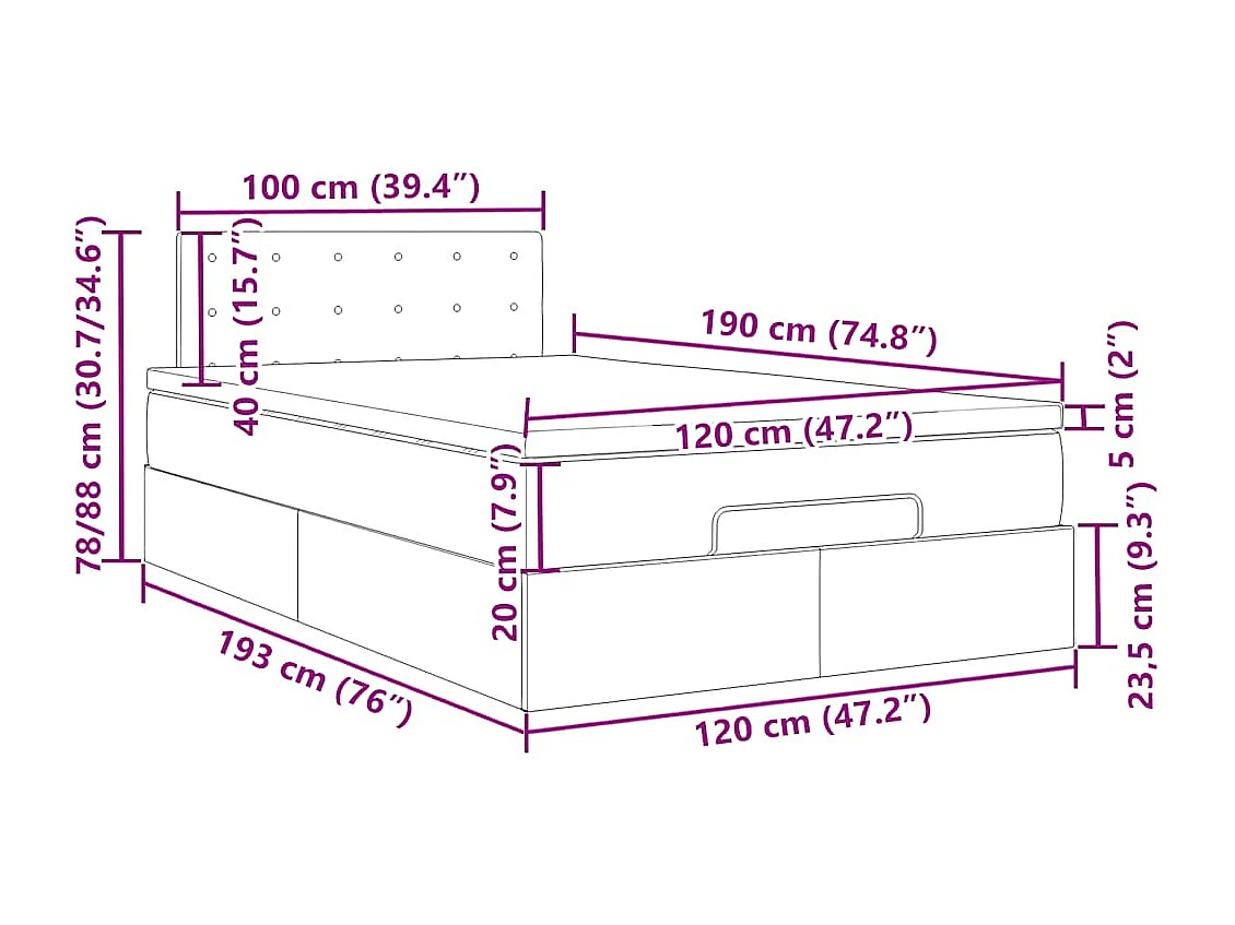 Ottoman bed met matras 120x190 cm stof donkerbruin