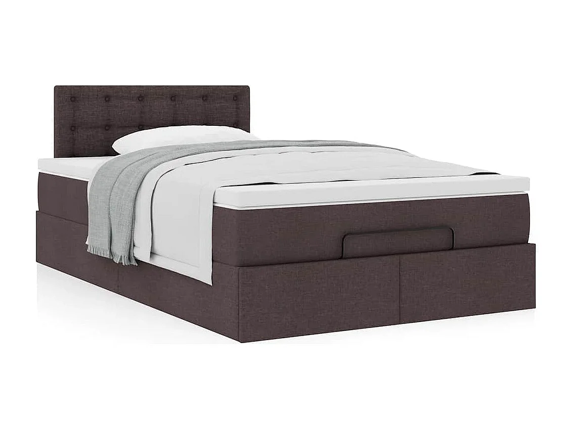 Ottoman bed met matras 120x190 cm stof donkerbruin