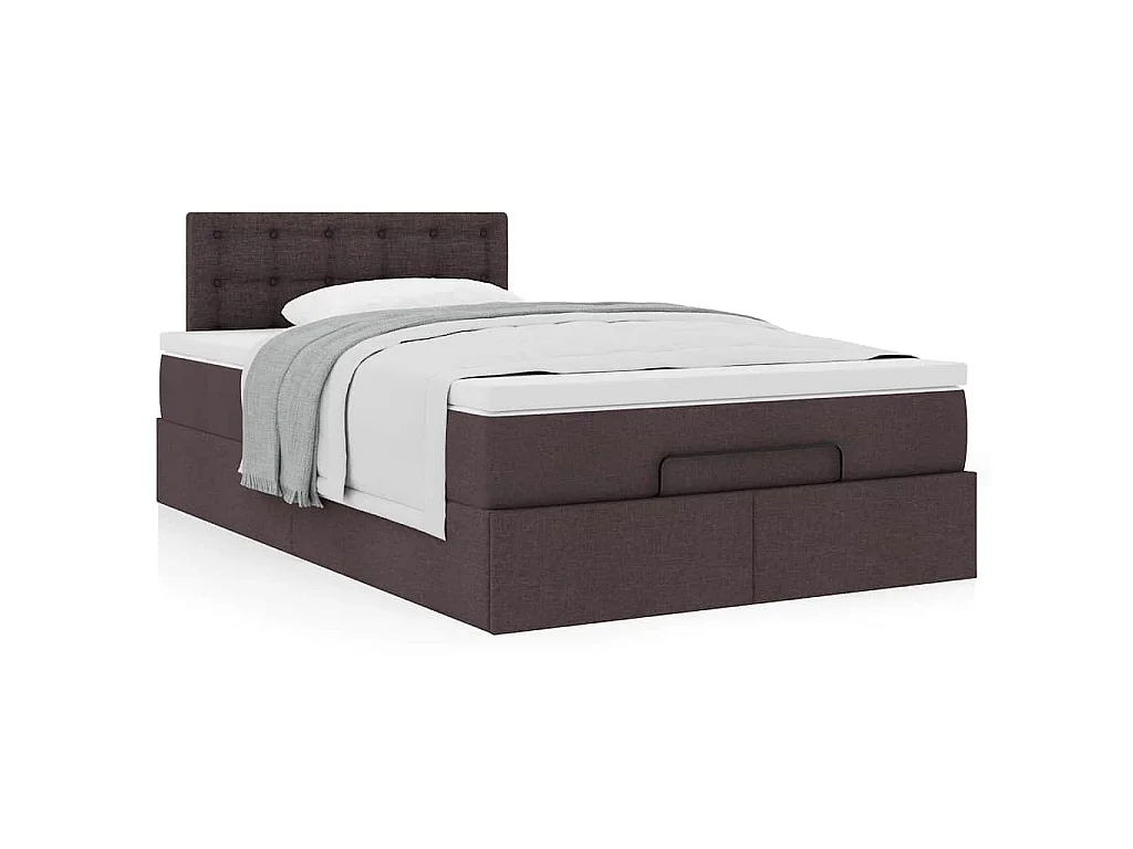 Estructura de cama otomana colchón tela marrón oscuro 120x190cm