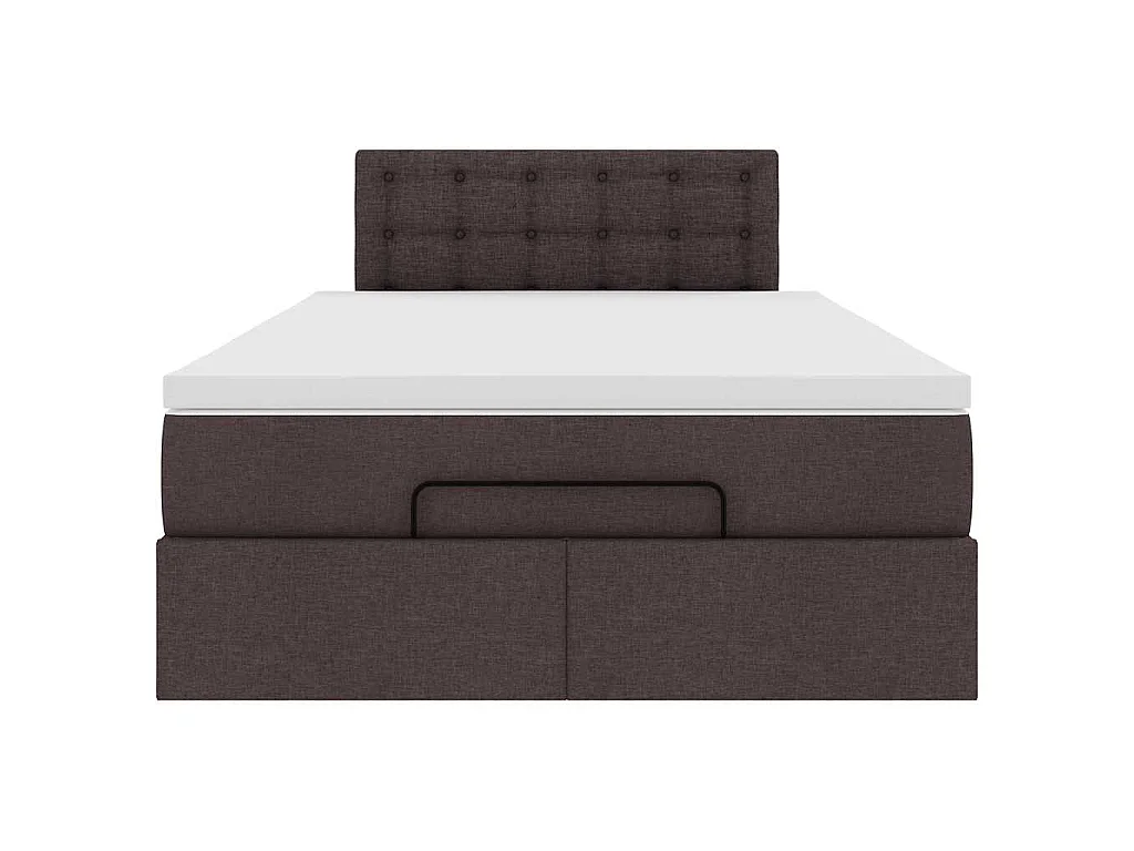 Estructura de cama otomana colchón tela marrón oscuro 120x190cm