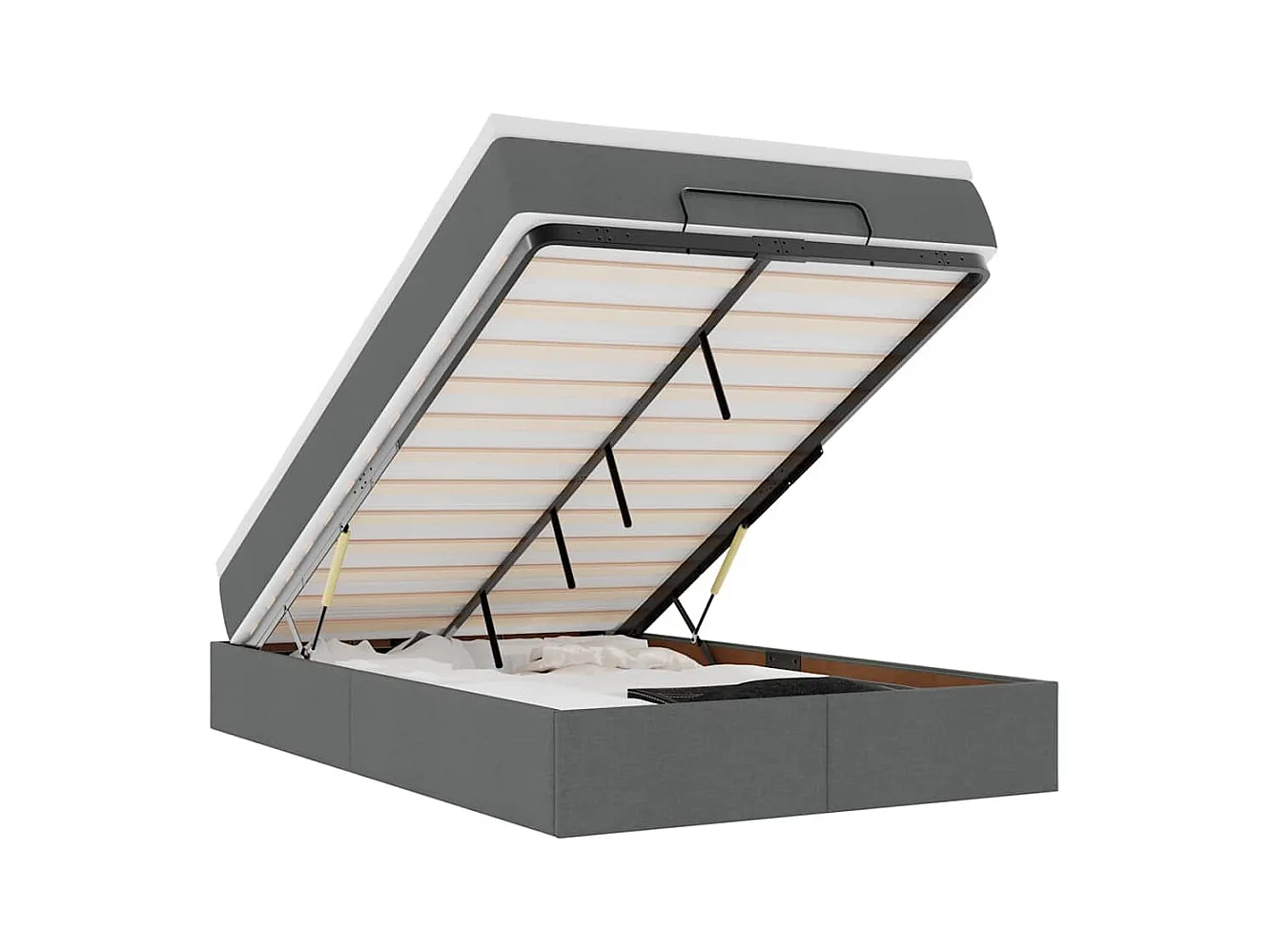 Cadre de lit ottoman avec matelas gris foncé 120x190 cm tissu