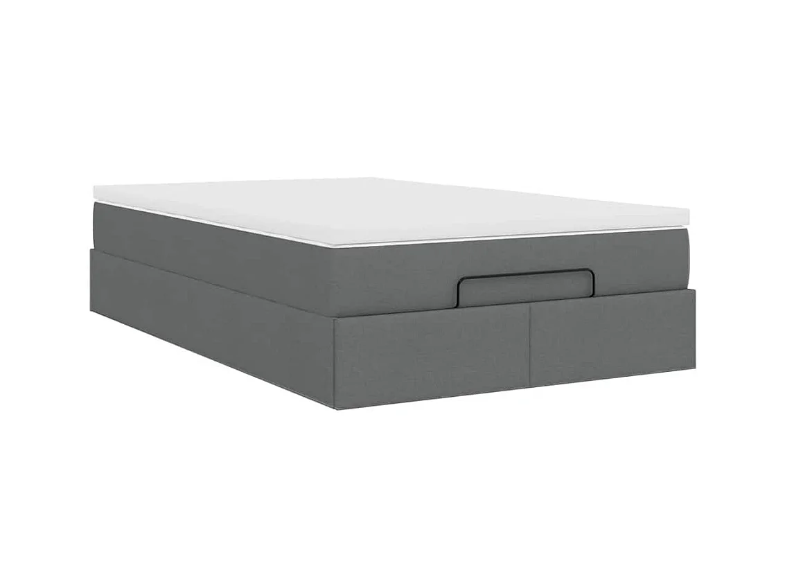 Cadre de lit ottoman avec matelas gris foncé 120x190 cm tissu
