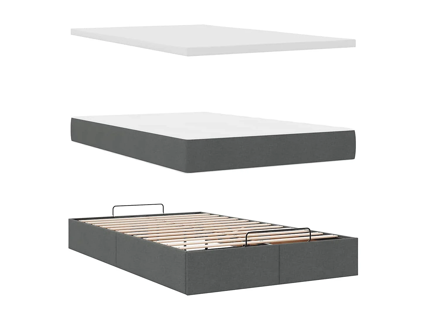 Struttura Letto Pouf con Materasso 80x200 cm in Tessuto