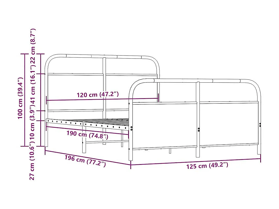 Cadre de lit sans matelas 120x190 cm chêne marron