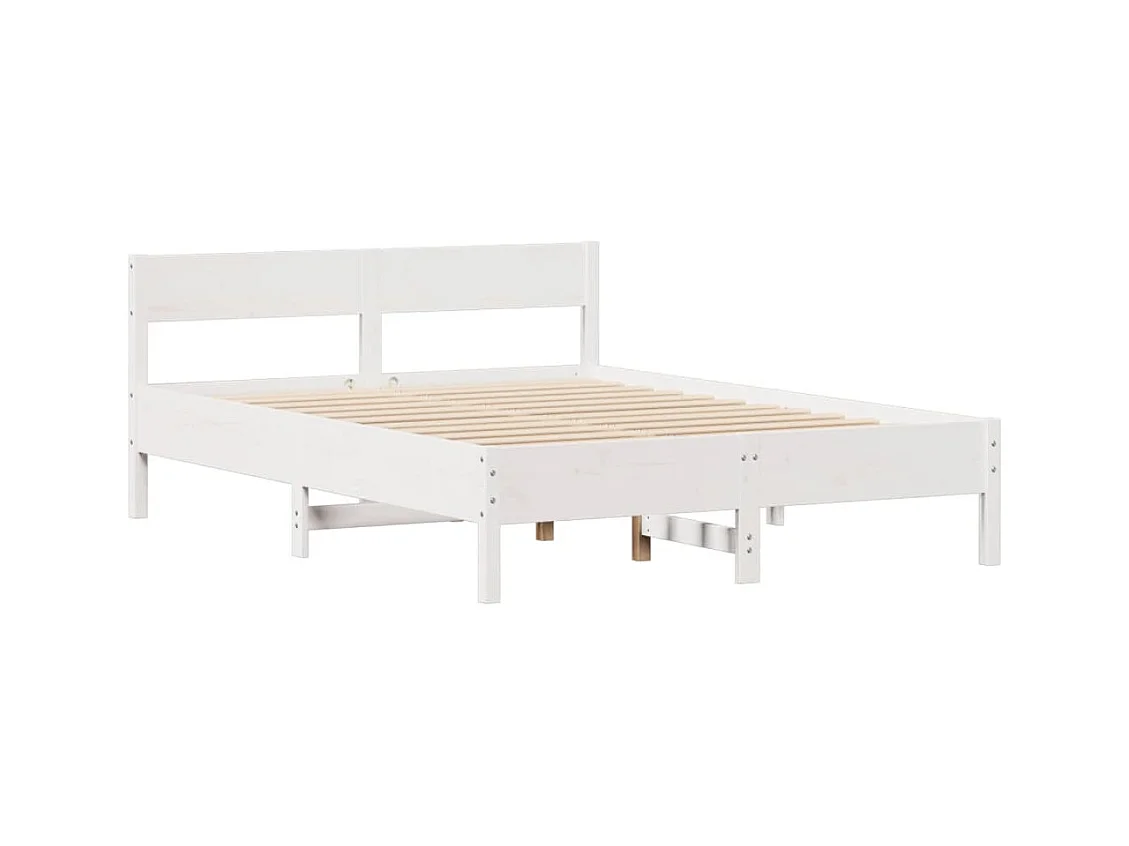 Cadre de lit sans matelas blanc 120x190 cm bois de pin massif