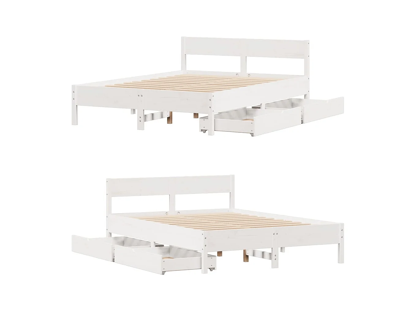 Cadre de lit sans matelas blanc 120x190 cm bois de pin massif