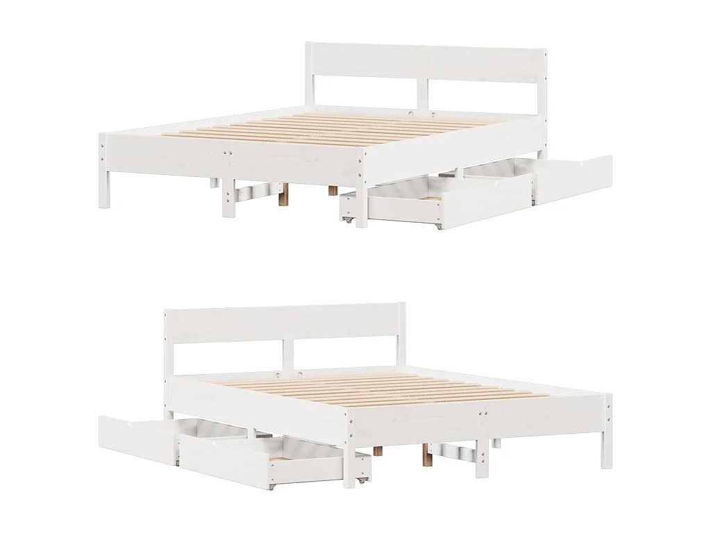 Bedframe zonder matras massief grenenhout wit 120x190 cm