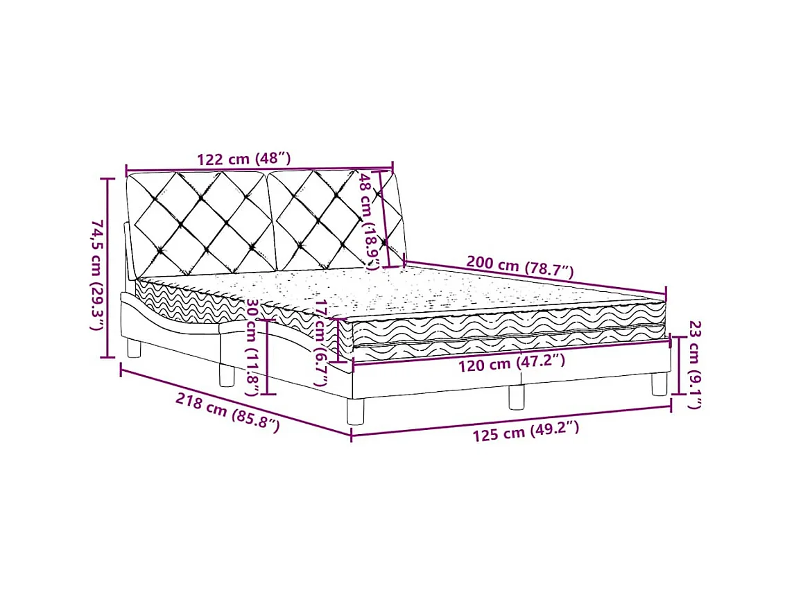 Bed met matras stof zwart 120x200 cm