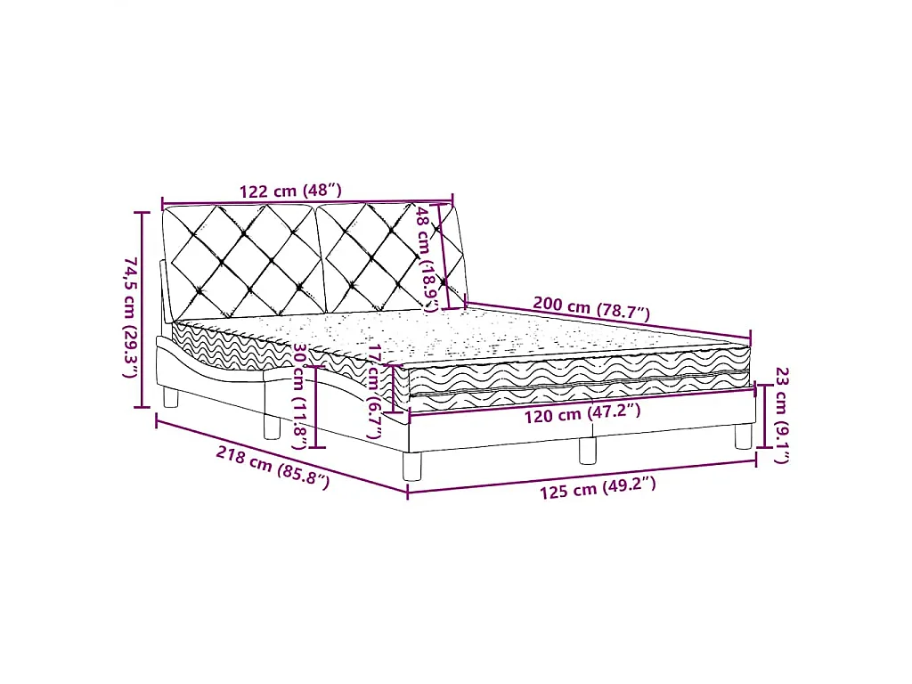 Bed met matras stof zwart 120x200 cm