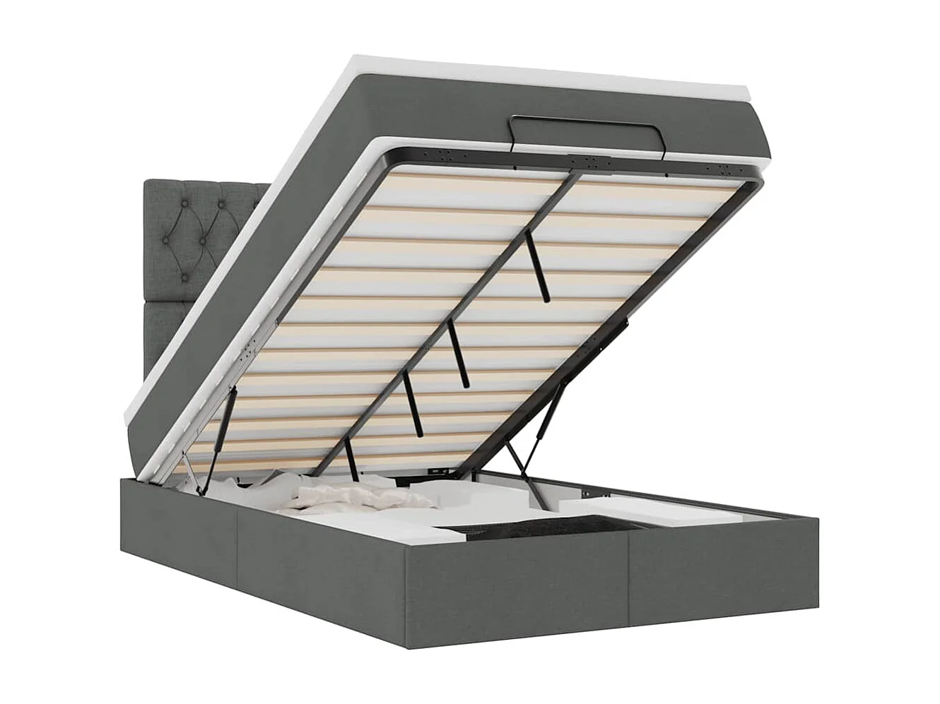 Ottoman bed met matras 120x190 cm stof donkergrijs