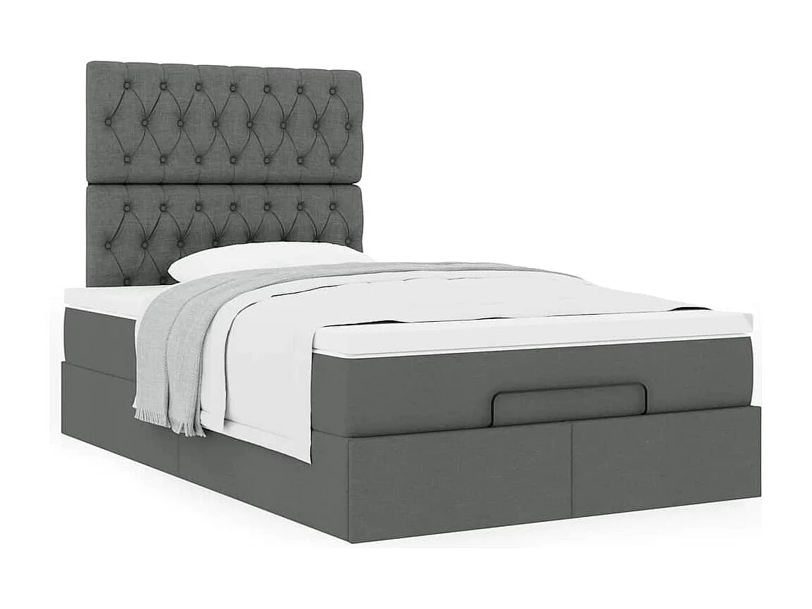 Ottoman bed met matras 120x190 cm stof donkergrijs