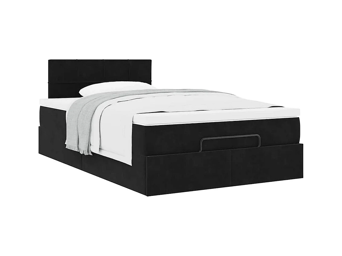 Cadre de lit ottoman avec matelas noir 120x200 cm velours