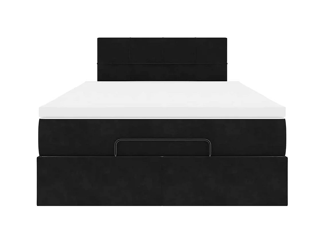 Cadre de lit ottoman avec matelas noir 120x200 cm velours