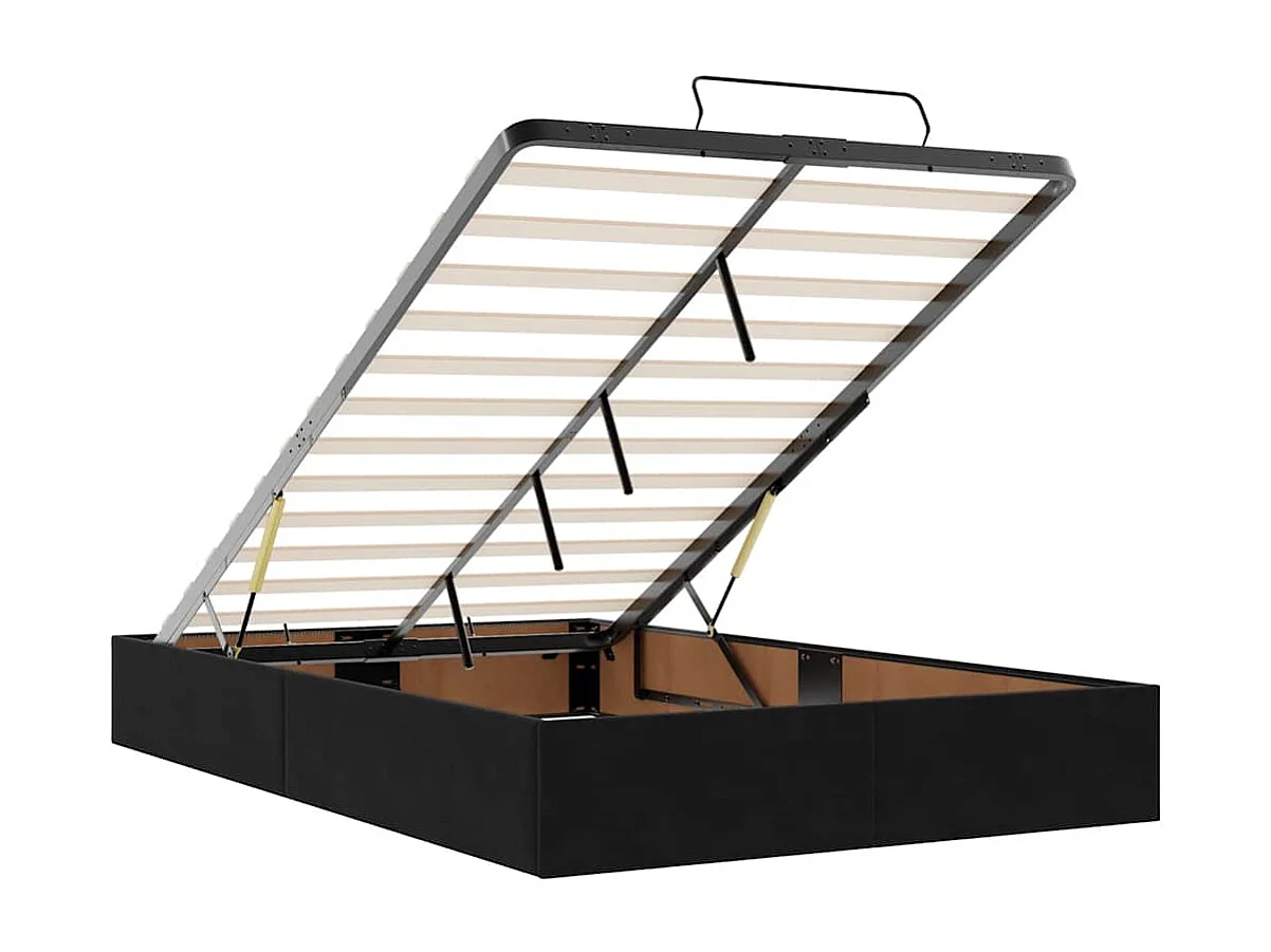 Cadre de lit ottoman avec matelas noir 120x200 cm velours