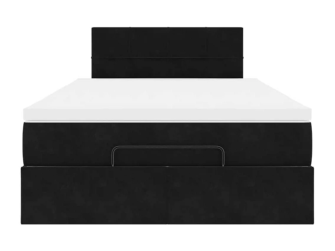 Estructura de cama otomana colchón terciopelo negro 120x200cm
