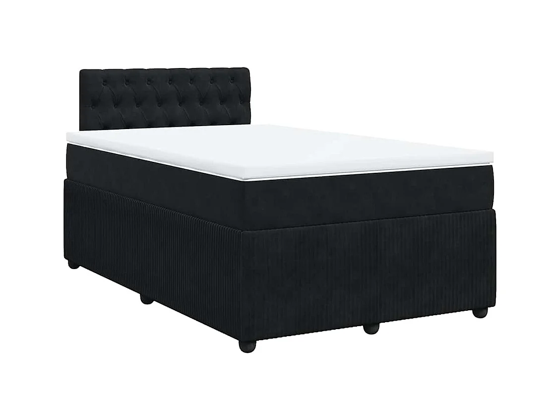 Sommier à lattes de lit avec matelas noir 120x190 cm velours