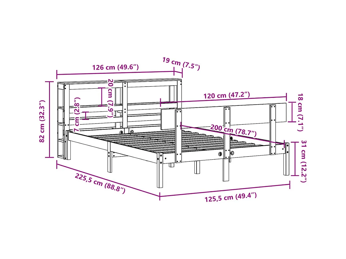 Massivholzbett ohne Matratze Weiß 120x200 cm Kiefernholz