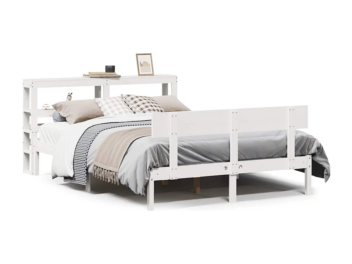 Cadre de lit sans matelas blanc 120x200 cm bois de pin massif