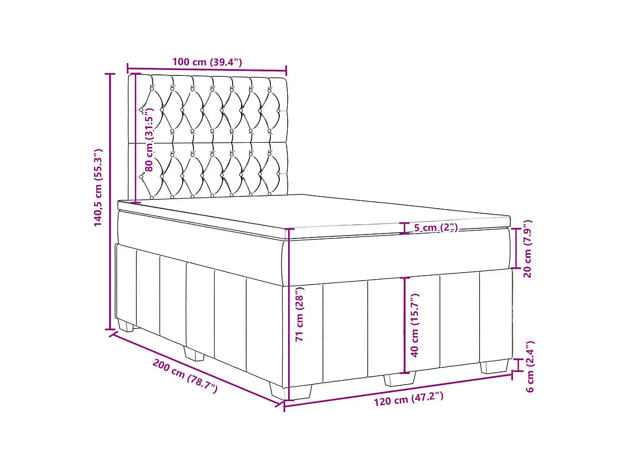 Sommier à lattes de lit avec matelas Marron foncé 120x200 cm