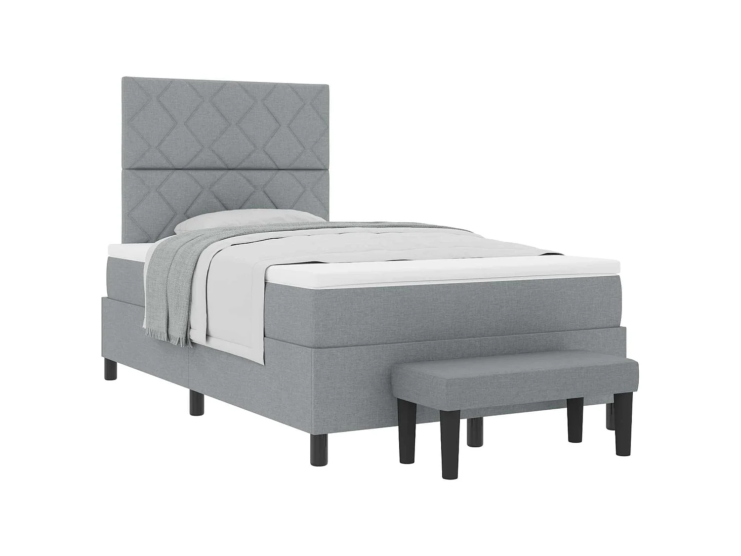 Boxspringbed met hoofdeinde Lichtgrijs 120 x 200 cm Stof