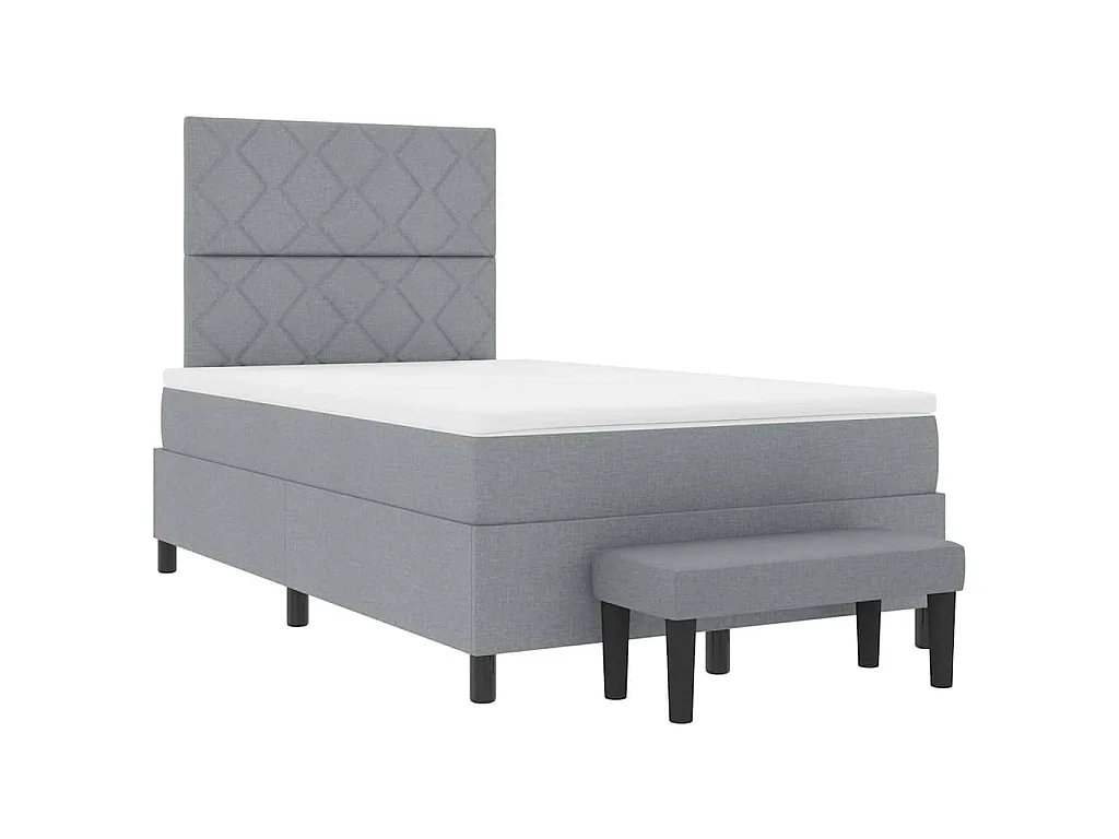 Boxspringbed met hoofdeinde Lichtgrijs 120 x 200 cm Stof