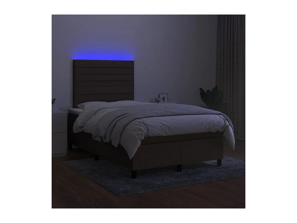 Sommier à lattes de lit matelas et LED marron foncé 120x190 cm