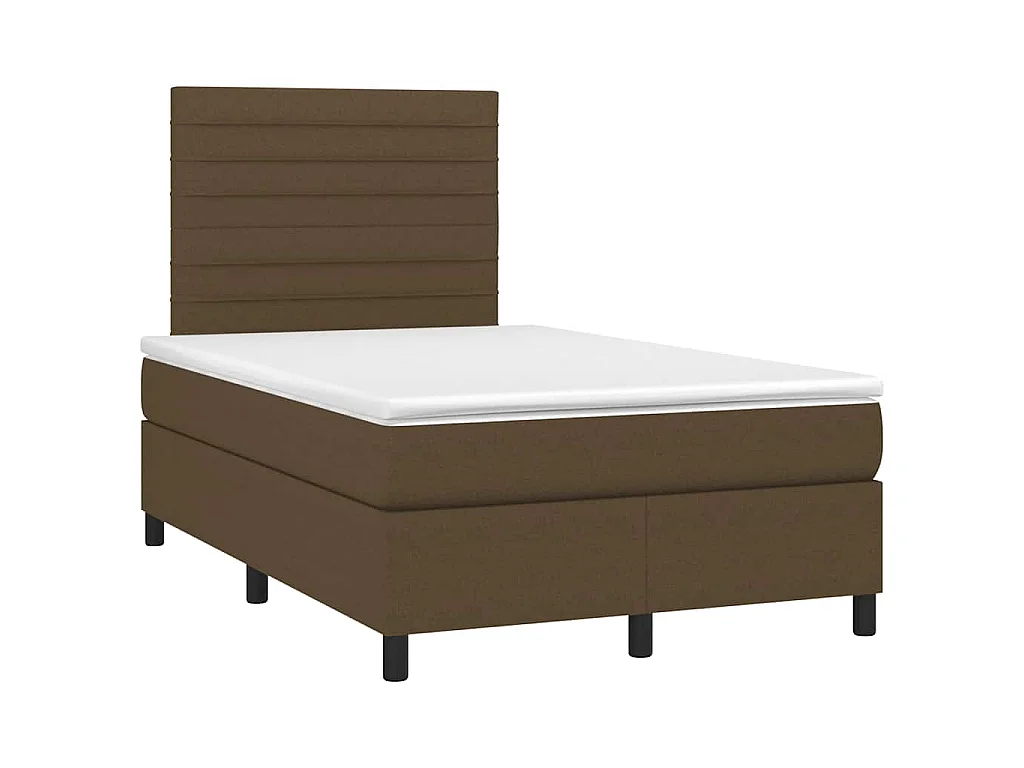 Letto a Molle Materasso e LED MarroneScuro 120x190cm in Tessuto