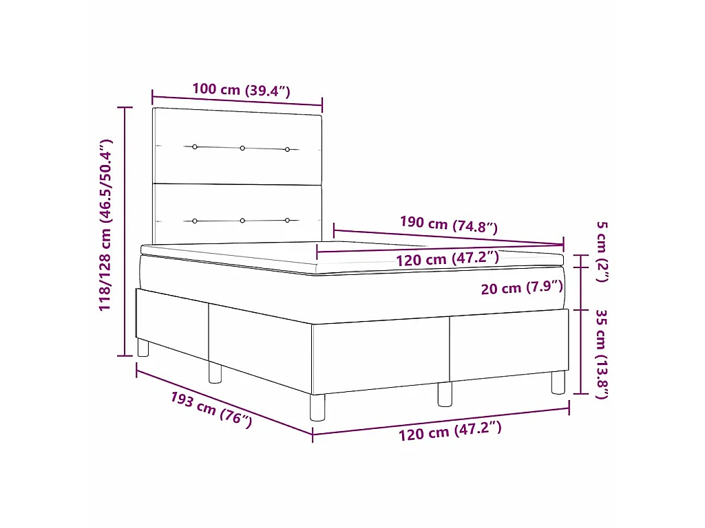 Boxspringbed met hoofdeinde Roze 120 x 190 cm Fluweel