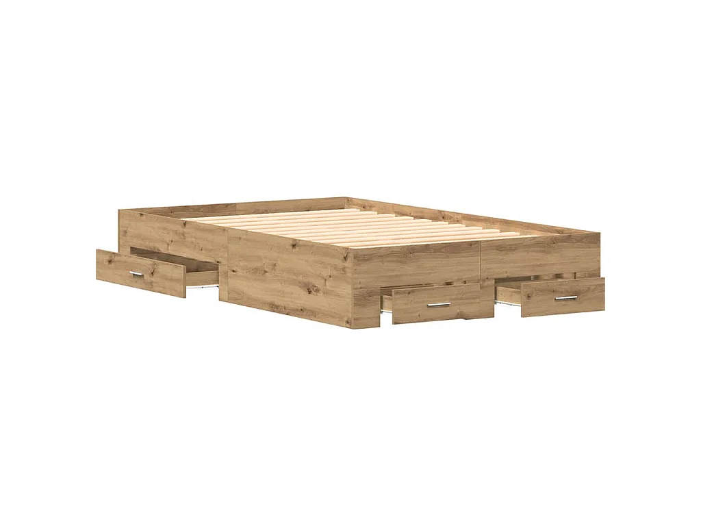 Bedframe met lade Artisan Eiken 120 x 190 cm Bewerkt hout