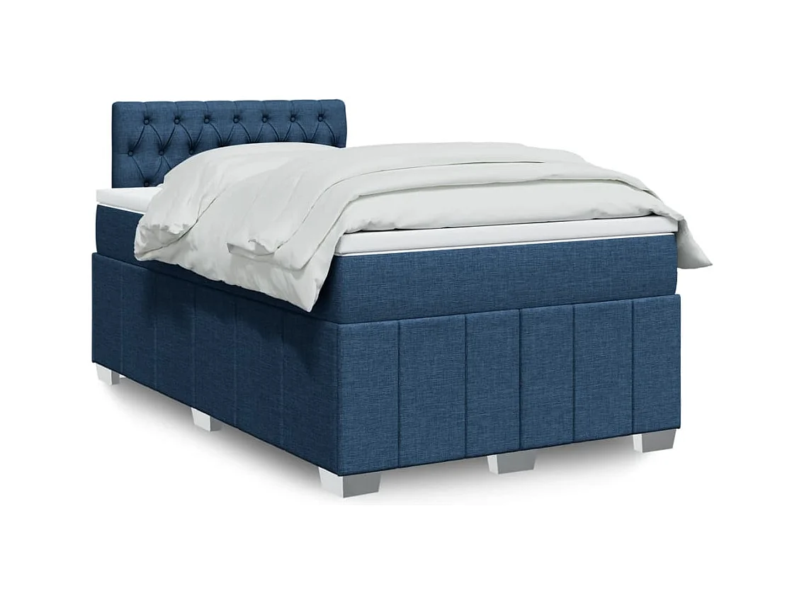 Sommier à lattes de lit avec matelas bleu 120x190 cm tissu