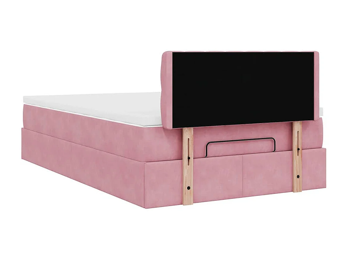 Lit ottoman avec matelas et LED rose 120x190 cm velours