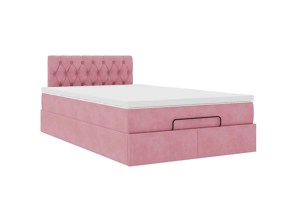 Ottomane Bett mit Matratze & LEDs Rosa 120x190 cm Samt
