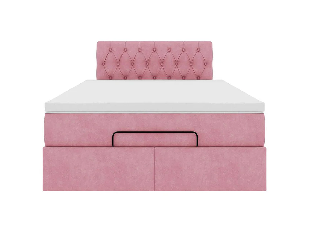 Ottomane Bett mit Matratze & LEDs Rosa 120x190 cm Samt