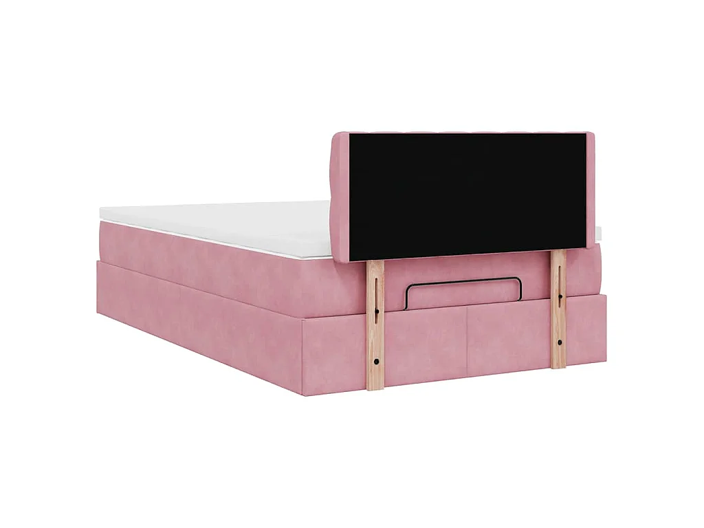 Ottomane Bett mit Matratze & LEDs Rosa 120x190 cm Samt