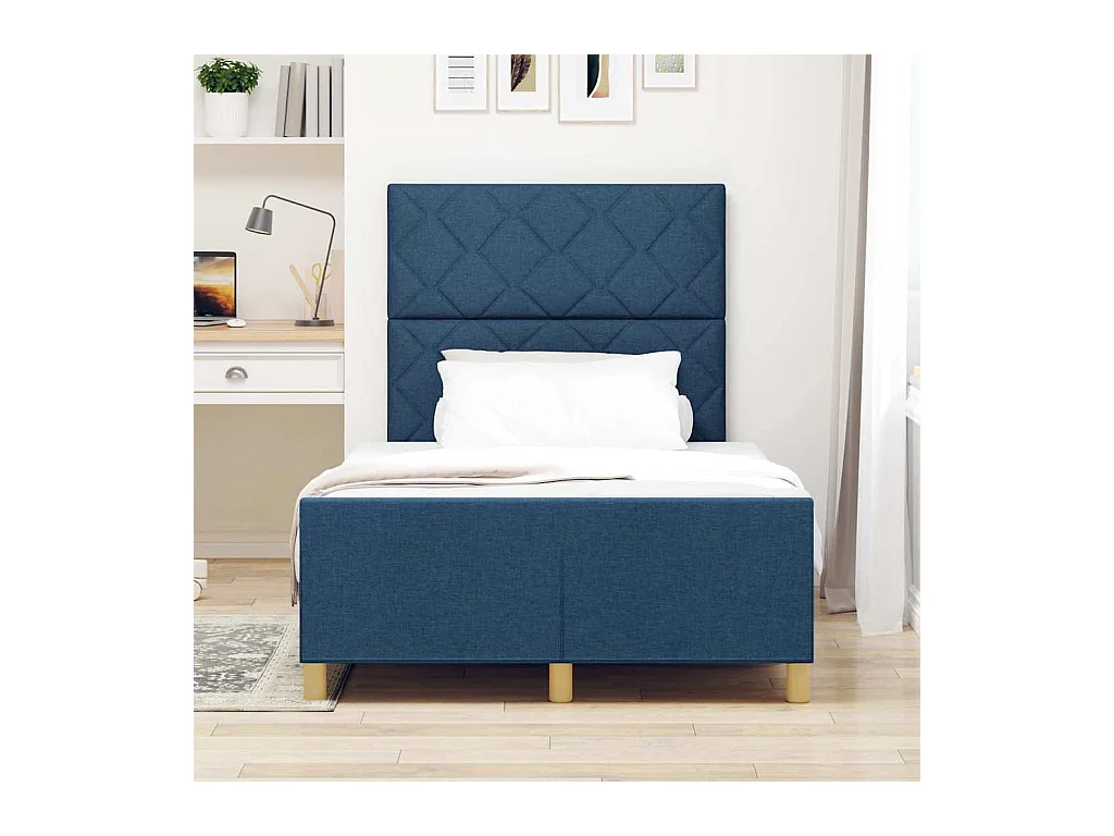 Cadre de lit avec tête de lit Bleu 120 x 190 cm tissu