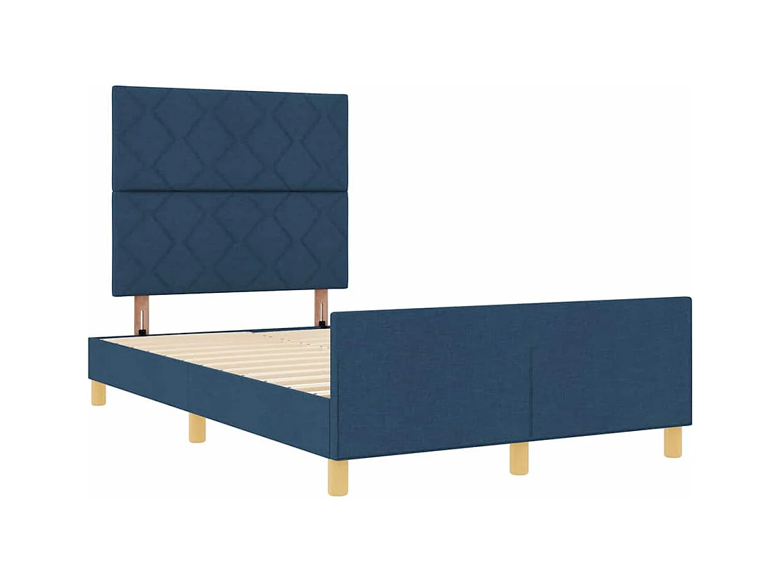 Cadre de lit avec tête de lit Bleu 120 x 190 cm tissu